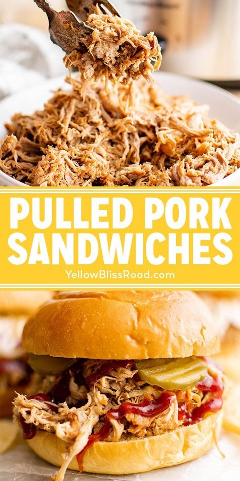 Crockpot Pork Sandwiches, Pulled Pork Sandwiches Recipe, Hot Pork Sandwiches, Pulled Pork Sandwiches With Coleslaw, Shredded Pork Sandwich Recipes, Pull Pork Sandwiches, Pulled Pork Sandwich Recipes, Shredded Bbq Pork, Coleslaw For Pulled Pork