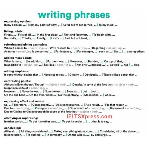 Writing Phrases #ielts #ieltswriting Essay Phrases, Writing Phrases, Activities For High School Students, Ielts Writing Task1, Activities For High School, Ielts Essay, Analytical Essay, Ielts Academic, Essay Writing Examples