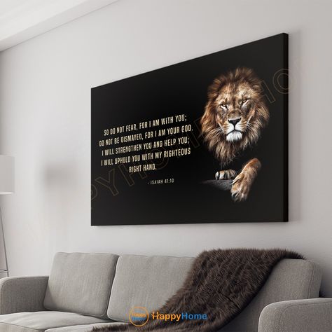 Lion Wall Art Isaiah 41:10 Bible Verse Do Not Fear Prints Scripture Art Christian Home Decor Canvas Wall Decor -P907 Motivational Quotes On Canvas, Lion Frame, Office Decor Modern, Lion Poster, Lion Wall Art, Quotes Wall Art, Fashion Bottoms, Art Office, Inspirational Prints