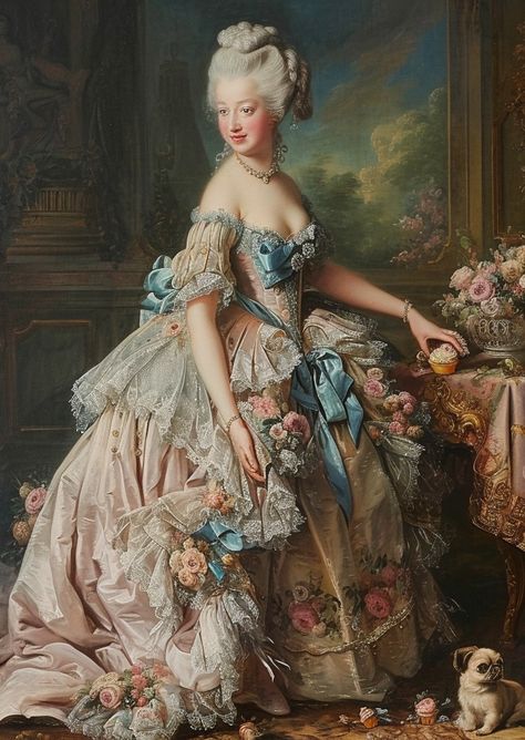 Rococo Fashion Painting, Rococo Painting Portraits, Rocco Outfit, Rococo Fashion 18th Century, Rocco Art, Rococo Outfit, 1770s Fashion, Rococo Painting, Rococo Aesthetic