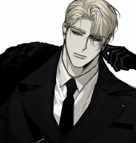 Boss Drawing Character Design, Female In Suit Art, Anime Men Reference, Blonde Man Drawing, Ceo Character Design, Rich Man Drawing, Manhwa Character Male, Ceo Drawing, Anime Hot Guy