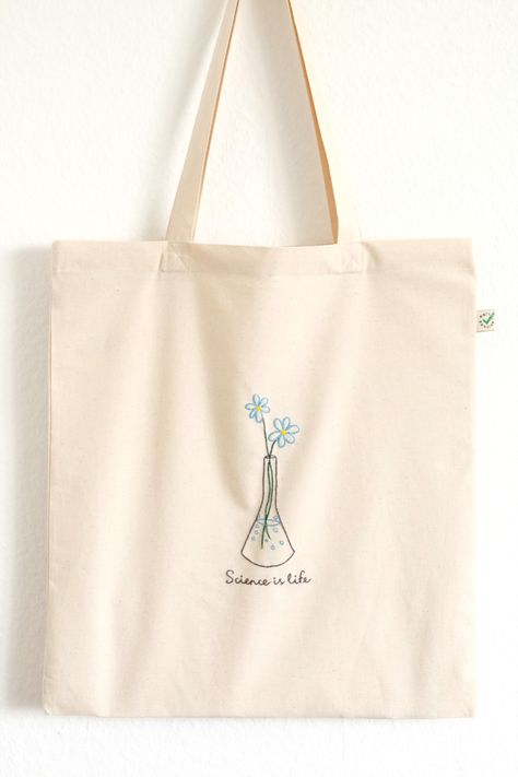 Tot Bag, Women In Science, Totes Ideas, Eco Friendly Shopping Bags, Cotton Shopping Bags, Modern Bag, Embroidered Tote Bag, Fabric Handbags, Embroidered Tote