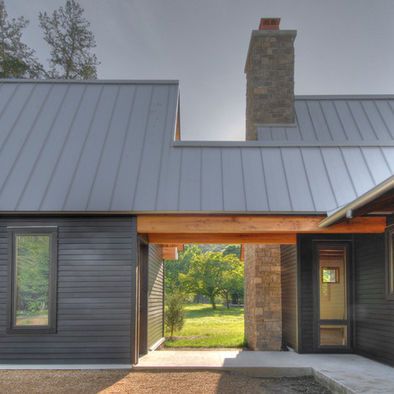 Roof color and material.  Overall look Contemporary Exterior Design, Zinc Roof, Transitional Exterior, Standing Seam Metal Roof, Contemporary Exterior, Modern Farmhouse Exterior, Wood Siding, Modern Barn, Design Exterior