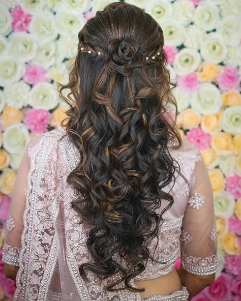 Reception Hairstyles, Easy Party Hairstyles, Hair Style On Saree, Formal Hairstyles For Long Hair, Hairstyles Design, Engagement Hairstyles, Bridal Hairdo, Quince Hairstyles, Open Hairstyles