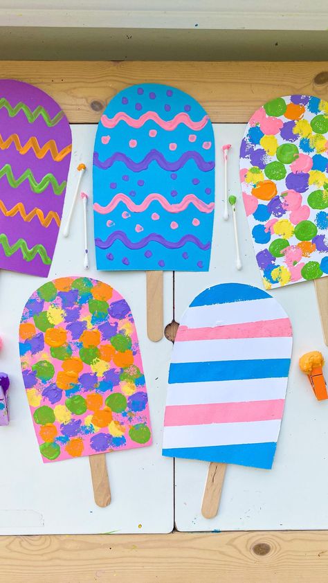 Summer Crafts And Activities, Easy Summer Crafts, Summer Preschool Crafts, Popsicle Art, Summer Arts And Crafts, Crafts And Activities For Kids, Popsicle Crafts, Summer Preschool, Toddler Arts And Crafts