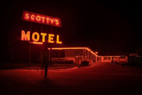 Great neon red wash and lighting in this late night shot Old Motel, Munising Michigan, Snap Out Of It, Modern Western, Neon Nights, Light Images, Cinematic Photography, Free Hotel, Best Location