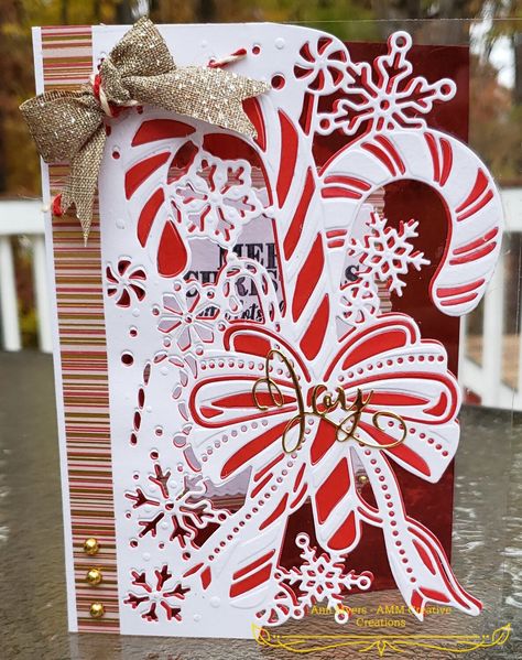 Sleigh Christmas Cards, Sweet Candy Canes, Crafters Companion Christmas Cards, Candy Cane Cards, New Years Cards, Crafters Companion Cards, Sleigh Christmas, Crafts For Christmas, Homemade Christmas Cards