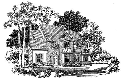 This tudor design floor plan is 2729 sq ft and has 4 bedrooms and has 3 bathrooms. Tudor Style Homes Plans, Tudor Design, Manor Floor Plan, Tudor Style House, Tudor House Plans, Airstream Remodel, Brick Siding, Blueprint Pictures, Cottage Floor Plans