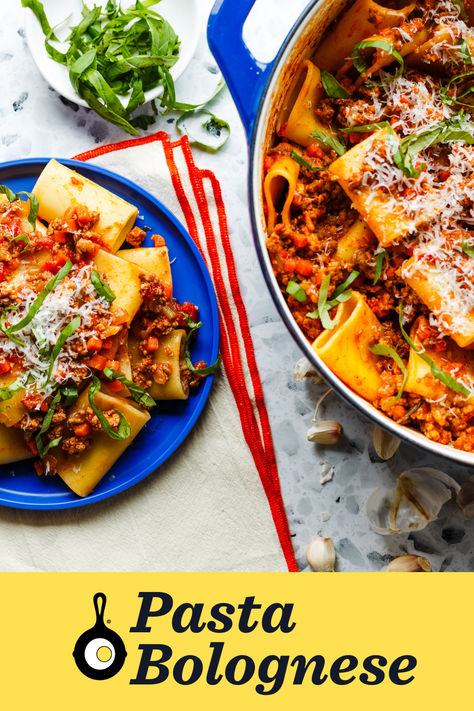 In this recipe, Chef Kris walks you through how to properly chop mirepoix, and make a beef and pork bolognese pasta sauce in our 6-quart USA Enameled Cast Iron Dutch Oven. 

Prep Time: 30 minutes
Cook Time: 1.5 hours - 3.5 hours
Serves 4-6

Ingredients: 
1 lb. ground beef
1 lb. ground pork
2 tablespoons olive oil
1 sprig rosemary
1 teaspoon salt
1 teaspoon pepper
1 large yellow onion, small dice
2 large carrots, small dice
4 medium celery, small dice
6 cloves garlic
1 (28 once) can San Marzano tomatoes 
1 tablespoon tomato paste
½ cup Pinot Noir
2 teaspoons sugar
1 bay leaf
½ cup milk
3 tablespoons fresh basil, roughly chopped
¼ cup grated parmesan cheese
1 pound pasta 
Extra basil and parmesan for serving Pork Bolognese, Bolognese Pasta, October Food, Beef And Pork, Pasta Bolognese, Griddle Recipes, Seasoning Cast Iron, San Marzano Tomatoes, Cast Iron Dutch Oven