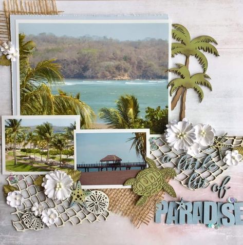 Island Scrapbook Layouts, Tropical Scrapbook Pages, Beach Vacation Scrapbook Layouts, Beach Vacation Scrapbook Ideas, Hawaii Scrapbook Pages, Scrapbook Ideas Beach, Scrapbook Beach Ideas, Mexico Scrapbook Layouts, Tropical Scrapbook Layouts