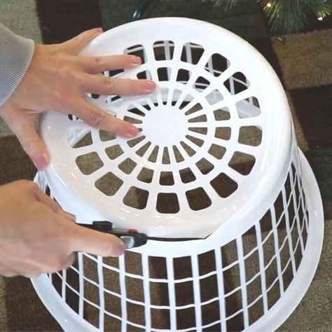 557K views · 566 reactions | Christmas Tree Decorating Hacks | Cut up a Dollar Store laundry basket...(brilliant new Christmas DIY!) | By DIY with Hometalk | Facebook Laundry Basket Christmas Tree Base, Under Christmas Tree Decor Ideas Diy, Tree Basket Christmas, Laundry Basket Tree Collar Diy, Diy Tree Collar Dollar Store, Dollar Store Christmas Crafts Diy Decorations For Home, Dollar Store Diy Christmas Decorations, Holiday Crafts Christmas Diy Gifts, Christmas Tree Basket Base