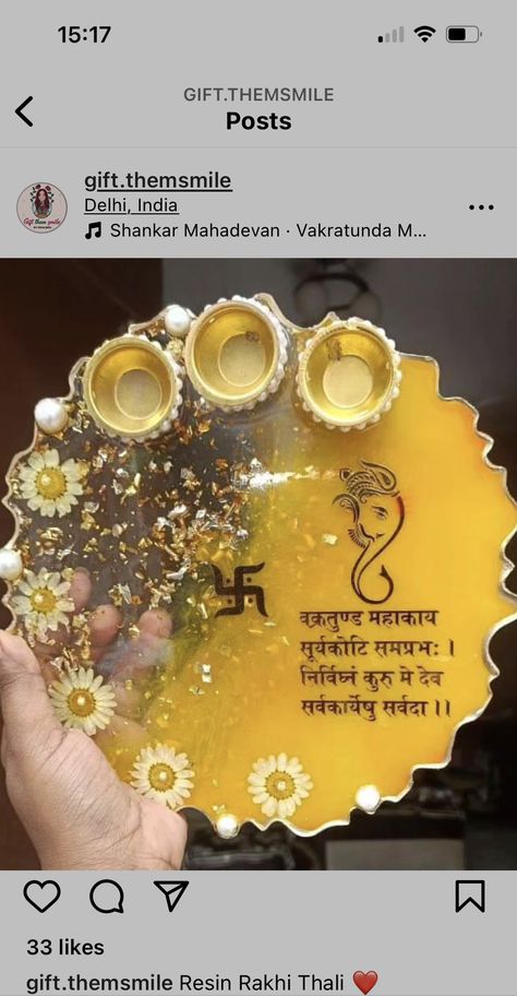 Resin Pooja Thali For Diwali, Resin Aarti Thali, Resin Diya Holders, Resin Pooja Thali Ideas, Resin Thali, Engagement Tray, Handmade Hamper, Aarti Thali, Diy Resin Gifts