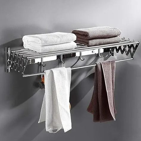 Amazon.co.uk : wall mounted drying rack Wall Mounted Washing Line, Kitchen Towel Rail, Laundry Balcony, Clothes Dryer Rack, Folding Clothes Drying Rack, Design Balcony, Balcony Bathroom, Wall Mounted Drying Rack, Shower Rack