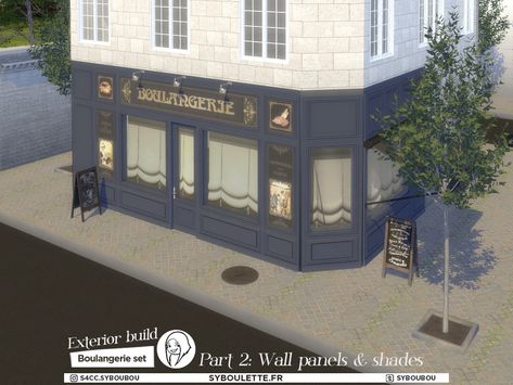 The Sims Resource - Patreon Early Release - Boulangerie part 2: panels & shades City Gym, Crossfit Box, French Bakery, Modular Walls, How To Make Animations, Sims 4 Build, Cc Sims, The Sims4, Sims Mods