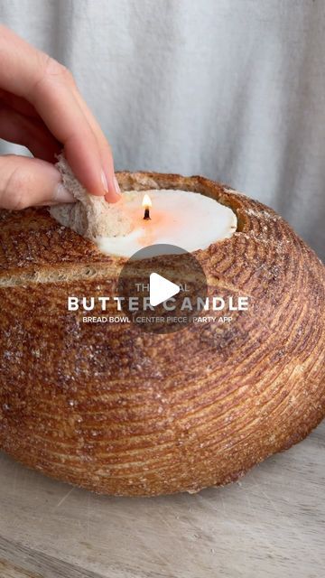 Erin Silberman on Instagram: "The Viral Butter Candle in a Bread Bowl  •Follow @seriousfoodfetish for more recipes, restaurant recs & food trends•  So many of you guys sent me this viral video trend I just had to try it! This butter candle has taken over the internet & is being used as a party app & even a centerpiece. To be honest, it really wasn’t hard! All you need are a few tools to make this happen, & you can have your own butter candle.   *DM me & I’ll send you the link for the wick I used! You should use one that’s food grade safe!   Ingredients/things you need •round loaf of bread (used sourdough)  •3 sticks (1.5 C) butter  •2 12 oz wax lined cups  •candle wick •clip (one that is longer than the cup so it can rest on top) •scissors  •optional: bread of your choice for dipping  Reci What Christmas Means To Me, Butter Candle, Bread Line, Recipes Restaurant, Baking Videos, Bread Bowl, Loaf Of Bread, What Is Christmas, Bread Bowls