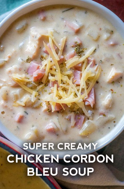 Chicken Cordon Bleu Soup, Creamy Chicken Cordon Bleu, Cordon Bleu Soup, Cozy Winter Dinner, Groceries Budget, Vegetarian Soup Recipes, Chicken Cordon, Soup Recipes Slow Cooker, Chicken Cordon Bleu