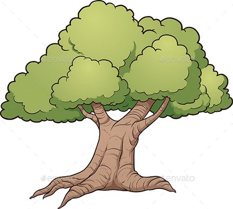 Cartoon oak tree. Vector clip art illustration with simple gradients. All in a single layer. EPS10 file included. Celtic Tree Tattoos, Tree Cartoon, Family Tree Tattoo, Cartoon Trees, Sycamore Tree, Clip Art Library, Free Clipart Images, Tree Clipart, Tree Artwork