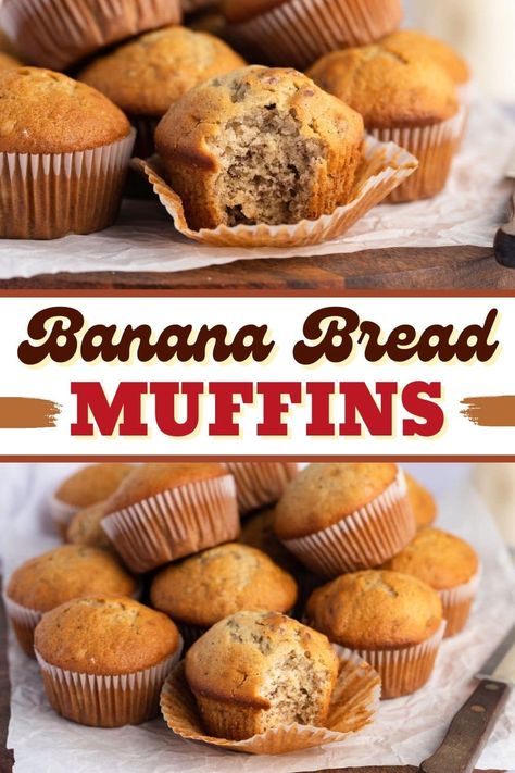 Easy Banana Baking Recipes, Banana Muffins Made With Oil, The Best Banana Muffins, Simple Banana Muffins, Easy Healthy Banana Muffins, Banana Muffin Recipes, Banana Bread Mini Muffins, Moist Banana Bread Muffins, Banana Bread Cupcakes