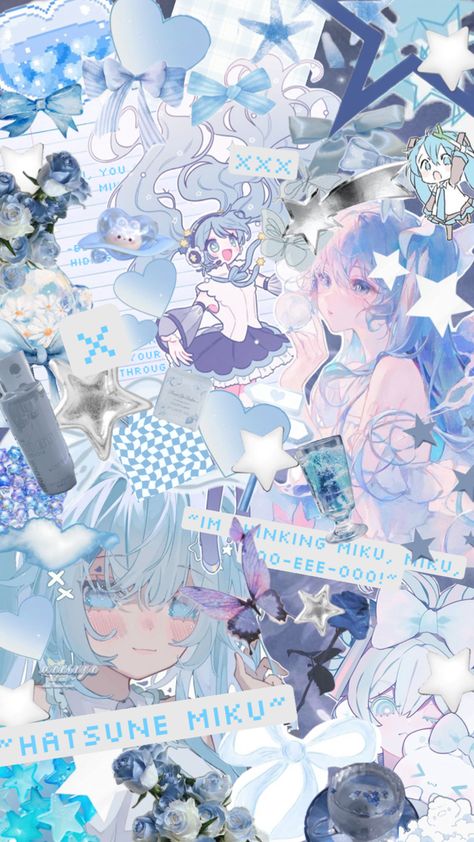 Hatsune Miku Wallpapers, Blue Aesthetic Wallpaper, Kawaii Background, Y2k Wallpaper, Blue Wallpapers, Blue Aesthetic, Hatsune Miku, Aesthetic Wallpaper, Aesthetic Wallpapers