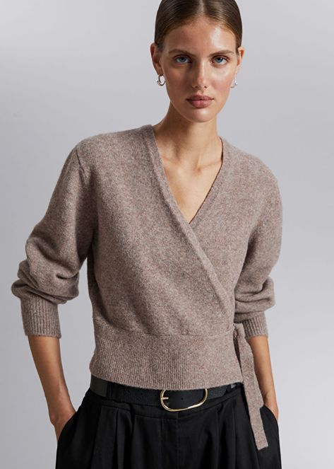 Wrap Sweater - Mole - Cardigans - & Other Stories US Wrap Cardigan Outfit, Fall 2023 Outfits, Nursing Style, Winter Edit, Star Wars Style, Knitted Wrap, I Fall To Pieces, 2023 Outfits, Cardigan Outfit