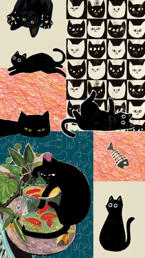 #cats #goodluck #blackcats #kitties #kitten #aesthetic #collage #wallpaper #iphonewallpaper #phonewallpaper #background Aesthetic Collage Wallpaper, Kitten Aesthetic, Kartu Tarot, Cocoppa Wallpaper, Wallpaper Iphonewallpaper, Collage Wallpaper, Hippie Wallpaper, Phone Wallpaper Patterns, Art Wallpaper Iphone