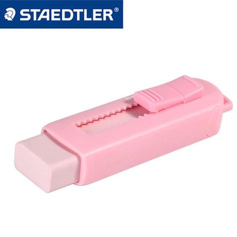 Staedtler Pastel Eraser with Sliding Sleeves 525 PS1-S | A Lot Mall Kawaii Pink School Supplies, Portable Pink Stationery For School, Pink Kawaii Craft Supplies For School, Pink School Supplies, Cute School Supplies Erasers, Cute Erasers Kawaii, Pink Office Supplies, Cute Pencil Pouches, Preppy School Supplies