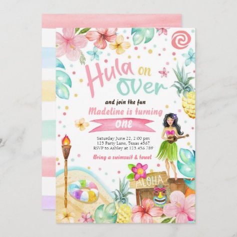 Tropical Pool Party, Luau Party Invitations, Luau Birthday Invitations, Pool Party Invitation Template, Luau Invitations, Tropical Birthday Party, Tropical Invitations, Pool Beach Party, Luau Birthday Party