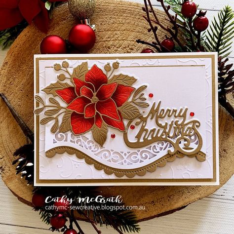 White Poinsettia Bloom Card Homemade Holiday Cards, White Poinsettia, Heartfelt Creations Cards, Poinsettia Cards, Stamped Christmas Cards, Quilling Christmas, Ink Blending, Beautiful Christmas Cards, Step Cards