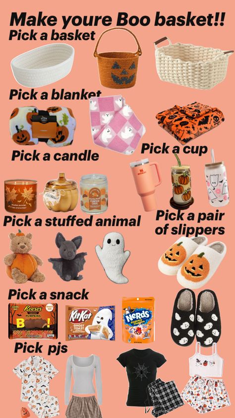 Pick youre boo basket Make Your Own Boo Basket, Pick Your Basket, Making A Gift Basket, Boo Baskets, Fun Halloween Games, Holiday Baskets, Sleepover Things, Boo Basket, Sleepover Things To Do