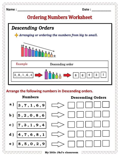 Ordering Numbers Worksheet, Kindergarden Math, Easy Math Worksheets, Kindergarten Math Worksheets Addition, Number Worksheets Kindergarten, Fun Math Worksheets, Math Coloring Worksheets, Numbers Worksheet, First Grade Math Worksheets