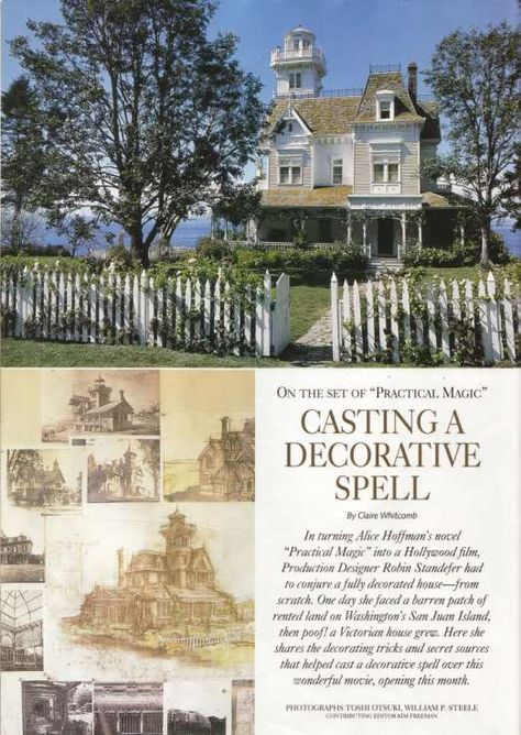 Practical Magic Movie, Practical Magic House, Victoria Magazine, Magic House, San Juan Island, Practical Magic, Picket Fence, Victorian Homes, My Dream Home