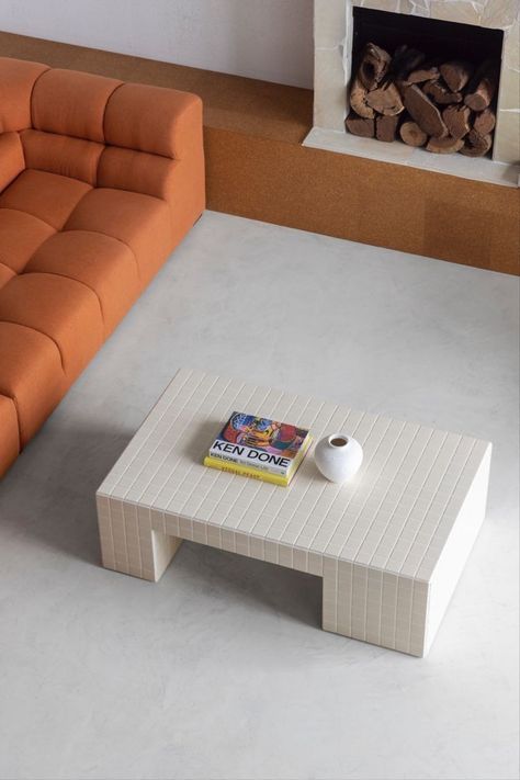 Tiles Furniture Diy, White Tile Coffee Table, Tile Coffe Tables, Tiles Coffee Table, Ceramic Tile Furniture, Tile End Table, Tiled Coffee Table Diy, Tiled Bedside Table, Sculptural Coffee Table