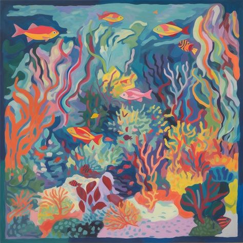 Bring the beauty of the underwater world to your space with our limited-edition art prints of "Coral Symphony V". Inspired by the style of Henri Matisse, this original oil painting features colorful coral fishes and other underwater creatures in a vivid harmony. Dive in and explore the depths of the sea! Henri Matisse Paintings, Matisse Paintings, Vivid Dreams, Underwater Creatures, Limited Edition Art Print, Limited Edition Art, Underwater World, World Art, Henri Matisse