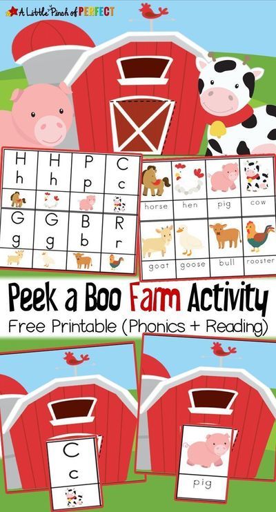 Kids can learn letters, phonics, and early reading skills by guessing and seeing who or what letter is in the barn with this free printable peek-a-boo farm activity! Your toddler or preschooler will love this fun learning game that is easy to print and prepare. Add this to your farm theme or unit or use it as a great way to learn through play! Get this resource on A Little Pinch of Perfect. #toddlers #reading #preschool #homeschool #freeprintable #kindergarten #learning Arts Preschool, Farm Week, Preschool Farm, Farm Animals Preschool, Farm Lessons, Farm Animals Activities, Farm Theme Preschool, Preschool Spring, Fun Learning Games