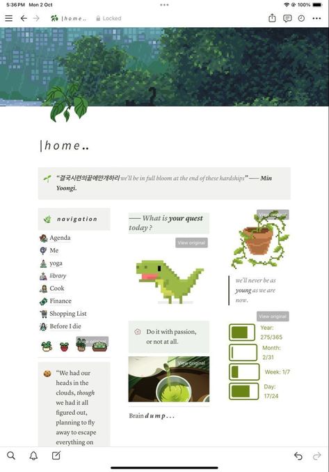 . #Apple_Notes_Aesthetic #Green_Notion_Template #Green_Notion #Aesthetic_Notion_Dashboard Apple Notes Aesthetic, Green Notion Template, Notion Home Page, Notion School, Notion Layout, Habit Tracker Notion, Notion Habit Tracker, Vintage Desktop Wallpapers, Notion Inspiration