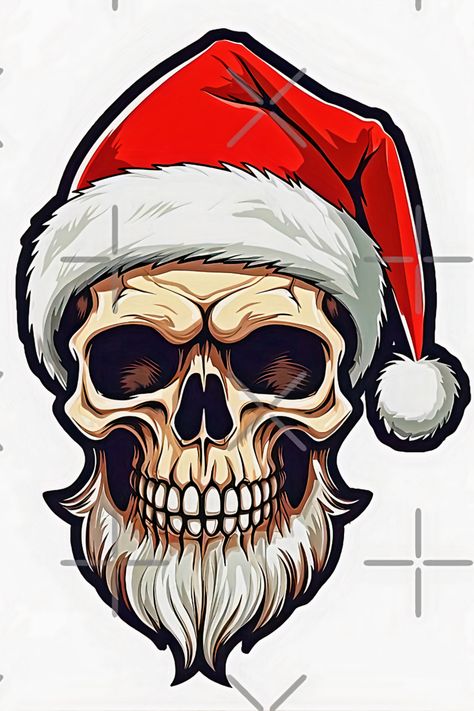 Vector image of a bearded skull wearing a Santa Claus hat, cartoon style Santa Skull Christmas, Christmas Skull Art, Christmas Friday, Mecha Illustration, Christmas Skulls, Santa Claus Drawing, Skull Santa, Cherub Art, Merry Creepmas