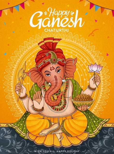 Happy Ganesh Chaturthi poster. Design on chrome yellow background #Sponsored , #AFFILIATE, #Chaturthi, #poster, #Happy, #Ganesh, #Design Happy Ganesh Chaturthi Poster, Ganesh Chaturthi Poster Design, Ganesh Chaturthi Poster, Ganpati Invitation Card, Happy Ganesh Chaturthi Wishes, Happy Poster, Ganesha Drawing, God Sticker, Happy Ganesh Chaturthi Images