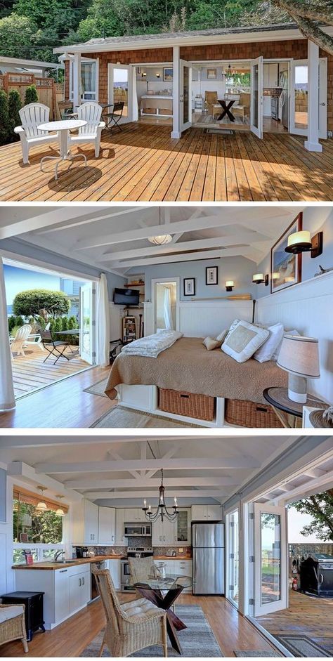 Bungalow Backyard, Tiny Beach House, Tiny House Inspiration, Backyard Deck, Tiny House Interior, Tiny House Cabin, Deck Ideas, Tiny House Living, Tiny House Plans