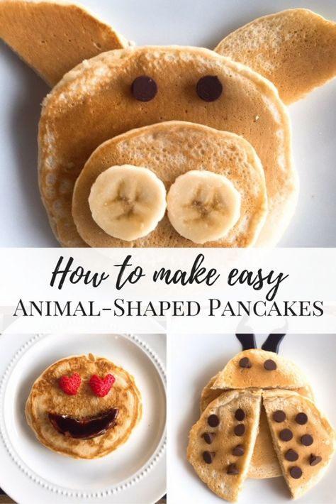 How to make easy, animal-shaped pancakes. Here is our family's favorite recipe for Vanilla Pancakes. Perfect for breakfast or dinner! With an extra 2 minutes, you can make pig, ladybug, and emoji pancakes for family fun. #PediaSure #Sidekicks #ForPickyEaters Fun Kid Breakfast, Pancakes For Kids, Shaped Pancakes, Fun Pancakes, Vanilla Pancakes, Kids Pancakes, Pancake Shapes, Pancake Art, Vanilla Recipes