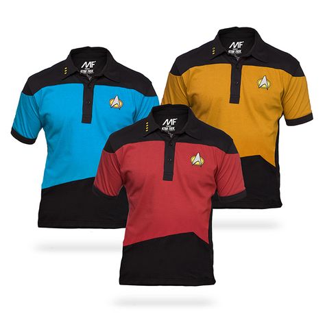 Star Trek TNG Uniform Polo Star Trek Dress, Star Trek Theme, Star Trek Gifts, Star Trek Shirt, Adult Onesie Pajamas, Star Trek Merchandise, Geeky Clothes, Star Trek Tng, Varsity Hoodie