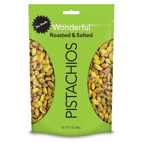 Weee! - Wonderful Roasted and Salted No Shells Pistachios 12 oz Pistachio Shells, Salted Nuts, Wonderful Pistachios, Pistachios Nuts, On The Go Snacks, Good Sources Of Protein, Honey Roasted, Stuffed Shells, Plant Based Protein