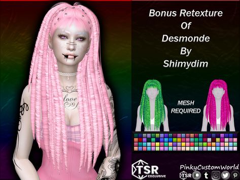 Pastel Goth Hair, Boyfriend Hair, Unnatural Hair Color, Night Hairstyles, Beautiful Dreadlocks, Goth Hair, Sims 4 Body Mods, Female Hair, Sims Four