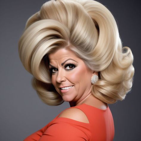 hair worn up in a big hair lacquered beehive bouffant style theresa caputo.1960`s super massivehair super thick hair superlong hair massive curling bouffant Beautiful sexy gorgeous 60`s supermassive... 1960’s Hairstyles, Bouffant Hair Updo, Super Thick Hair, Theresa Caputo, Bouffant Hair, Hair Flip, Playboy Playmates, Hair Wear, Dance Fashion