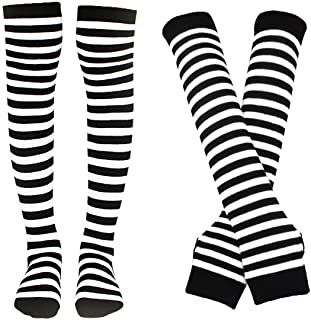 Amazon.com.au : femboy Striped Thigh High Socks, Striped Gloves, Striped Knee High Socks, Alt Clothes, Knee High Stockings, Alt Outfits, Gothic Rock, Thigh High Socks, Black Gloves