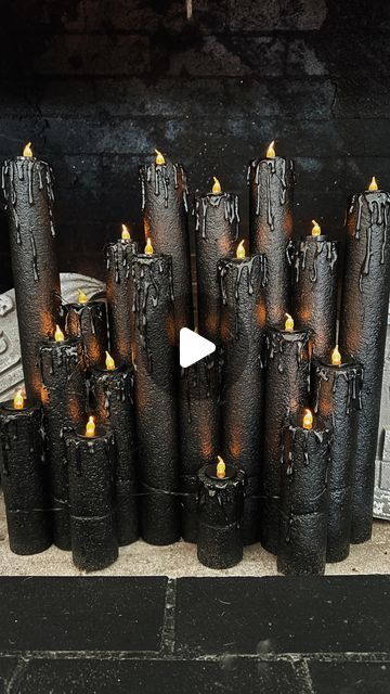 17K views · 2K likes | AUDREY GLASS on Instagram: "DIY SPOOKY MELTING CANDLES 🕯️🖤 All you need is: Pool noodles (dollar tree) Rubber-bands Hot glue gun Spray paint LED tea light candles Knife/Scissors" Fake Candles Halloween, How To Make Halloween Candles From Pool Noodles, Halloween Candles Out Of Pool Noodles, Pool Noodles Candles Halloween, Diy Melted Candles Halloween, Foam Noodle Halloween Candles, Halloween Candle Decorations, Diy Halloween Candle Decorations, Halloween Decorations Candles