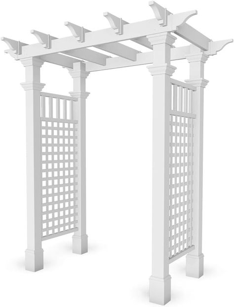 Amazon.com : vita Fairfield 58 inchW x 86 inchH Vinyl Arbor : Garden Arbors : Patio, Lawn & Garden Wisteria Pergola, New England Arbors, Metal Arbor, L Furniture, Wood Arbor, Garden Arch Trellis, Fence Gate Design, Cheap Pergola, Garden Arbor