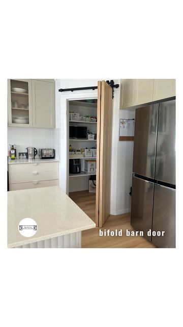 Bulters Pantry, Bifold Door Ideas, Barn Doors Bathroom, Concertina Doors, Barn Door Pantry, Open Concept Kitchen Living Room, Bifold Barn Doors, Loft Conversions, Corner Pantry