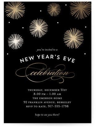 Midnight Celebration Foil-pressed Party Invitation New Years Eve Invitations, 90th Birthday Invitations, 70th Birthday Invitations, 100th Birthday Party, 80th Birthday Invitations, Gold Foil Cards, Modern Postcard, 21st Birthday Invitations, 60th Birthday Invitations