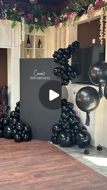 Marley & Nusha Events on Instagram: "Because colour is for basic b*tches 🖤  We were back at @zucchinisitalian this weekend to set up this monochrome display for a 30th birthday.   Using our NEW matte black sailboard paired with contrasting high gloss black balloons. Finished off with a cluster of monochromatic helium balloons.   Because less is more, and more is a bore!   .  .  .  #marleyandnusha #balloonstyling #balloonstylist #balloondisplay #balloons #orbz #organicballoons #monochrome #monochromeballoons #blackballoons #heliumballoons #30thbirthday #sailboard #sailboarddisplay #leeds #bradford #huddersfield #wakefield #westyorkshireballoons" Black Garland Balloon, Monochromatic Balloon Garland, 80th Birthday Balloons, Thirty Flirty And Thriving, Were Back, Jumbo Balloons, Balloon Display, Black Balloons, 50th Birthday Party