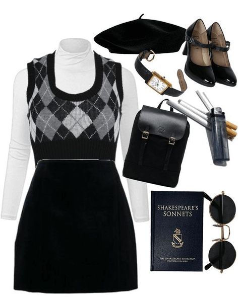 Estilo Academy Dark, Aesthetic Clothes Dark Academia, Aesthetic Outfits Academia, Christmas Academia Outfits, Dark Academia Old Money Outfit, Black Academia Aesthetic Outfit, Dark Acdimea Outfit, Dark Acamedia Outfits, Dark Academia Aesthetic Outfit Girls